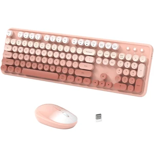COUTSALL Colorful Wireless Keyboard and Mouse Combo (Pastel Pink Colorful) COUTSALL Colorful Wireless Keyboard and Mouse Combo (Pastel Pink Colorful)