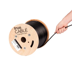 TRUE CABLE Cat6A Direct Burial Bulk Ethernet Cable, 500ft, Black, Waterproof, Outdoor Rated OSP, 23AWG Solid Bare Copper, 750MHz, PoE++ 100W, Unshielded UTP TRUE CABLE Cat6A Direct Burial Bulk Ethernet Cable, 500ft, Black, Waterproof, Outdoor Rated OSP, 23AWG Solid Bare Copper, 750MHz, PoE++ 100W, Unshielded UTP