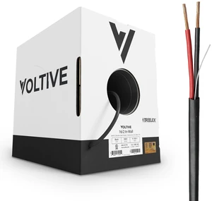 Voltive 16/2 Speaker Wire, in-Wall CL3, Black, 1000ft - 16AWG, 2 Conductors, Stranded Oxygen-Free Copper, UL Listed - V-1202-3 Voltive 16/2 Speaker Wire, in-Wall CL3, Black, 1000ft - 16AWG, 2 Conductors, Stranded Oxygen-Free Copper, UL Listed - V-1202-3