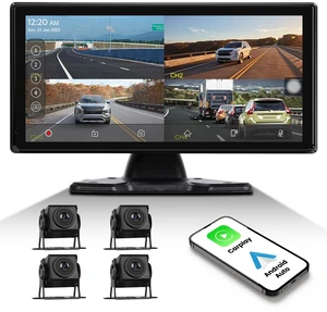 1080P 4K RV Backup Camera System Portable Wireless Apple Carplay/Android Auto Mirror Link Smart Player 10.36 inch Touchscreen Reverse Monitor DVR Loop Recording 4 Split Screen Bluetooth USB TF 1080P 4K RV Backup Camera System Portable Wireless Apple Carplay/Android Auto Mirror Link Smart Player 10.36 inch Touchscreen Reverse Monitor DVR Loop Recording 4 Split Screen Bluetooth USB TF