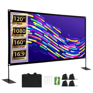 Projector Screen with Stand, Tool Free 120 inch Outdoor 16:9 4K Front Rear HD Portable Projector Screen Indoor Foldable Movie Screen with Carry Bag, Sandbag for Home Backyard, Camping, Theater Projector Screen with Stand, Tool Free 120 inch Outdoor 16:9 4K Front Rear HD Portable Projector Screen Indoor Foldable Movie Screen with Carry Bag, Sandbag for Home Backyard, Camping, Theater