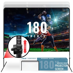 Adjustable Height Projector Screen - 180 Inch Indoor & Outdoor Projector Screen with Carry Bag for Office and Home Theater Portable Projection Screen Adjustable Height Projector Screen - 180 Inch Indoor & Outdoor Projector Screen with Carry Bag for Office and Home Theater Portable Projection Screen