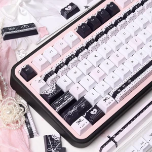 TIMSEKER Cute Black and Pink PBT Keycap Set for Mechanical Keyboard TIMSEKER Cute Black and Pink PBT Keycap Set for Mechanical Keyboard