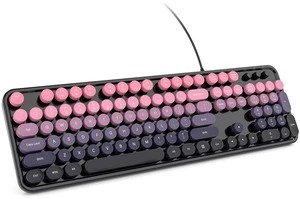 KNOWSQT Wired Computer Keyboard - CherryPink-Gradient Retro Full Size Round Keycaps Plug and Play Typewriter Cute Keyboards for Windows, Laptop, PC, Desktop, Computer KNOWSQT Wired Computer Keyboard - CherryPink-Gradient Retro Full Size Round Keycaps Plug and Play Typewriter Cute Keyboards for Windows, Laptop, PC, Desktop, Computer