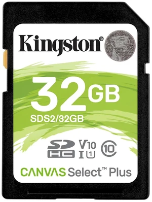 Kingston 32GB SDHC Canvas Select Plus 100MB/s Read Class 10 UHS-I U1 V10 Memory Card (SDS2/32GB) Kingston 32GB SDHC Canvas Select Plus 100MB/s Read Class 10 UHS-I U1 V10 Memory Card (SDS2/32GB)
