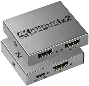 2026 Upgraded 4K@60Hz HDMI 2.0 Splitter 1 in 2 Out, 4K HDMI Splitter Duplicate Only, Support 18Gbps HDCP2.2 HDR 3D Dolby Vision, Compatible with TV Box, PS5, DVD Player 2026 Upgraded 4K@60Hz HDMI 2.0 Splitter 1 in 2 Out, 4K HDMI Splitter Duplicate Only, Support 18Gbps HDCP2.2 HDR 3D Dolby Vision, Compatible with TV Box, PS5, DVD Player