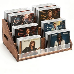Wanyshapy Wood CD Display & Storage Holder (4-Tier, Holds 32 CDs), Brown Wanyshapy Wood CD Display & Storage Holder (4-Tier, Holds 32 CDs), Brown