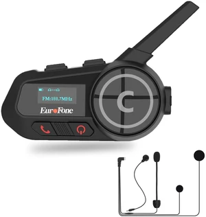 EuroFone Motorcycle Bluetooth Headset,Motorcycle Bluetooth Intercom Communicaton System with LED Screen for 6 Riders Group Use On Charge/Voice Dial Universal Motorbike Communicator EuroFone Motorcycle Bluetooth Headset,Motorcycle Bluetooth Intercom Communicaton System with LED Screen for 6 Riders Group Use On Charge/Voice Dial Universal Motorbike Communicator