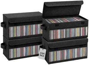 Neaxmuay Stackable CD Storage Box 4 Packs with Visible Window and Handles Neaxmuay Stackable CD Storage Box 4 Packs with Visible Window and Handles