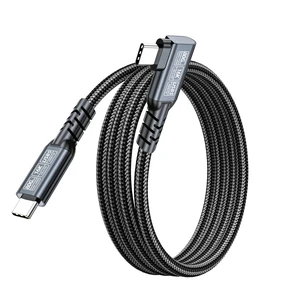JUIXINVIM USB5 Data Cable, USB4 80Gbps USB C to USB C Cable 240W PD 3.1, 90 Degree Right Angle, High-Speed Video, Thunderbolt 4/3 Compatible, Braided Type C Cord for Laptop Dock, Black 4.92FT JUIXINVIM USB5 Data Cable, USB4 80Gbps USB C to USB C Cable 240W PD 3.1, 90 Degree Right Angle, High-Speed Video, Thunderbolt 4/3 Compatible, Braided Type C Cord for Laptop Dock, Black 4.92FT