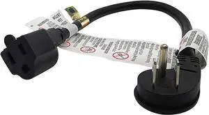 FIRMERST 1875W Flat Plug Extension Cord 1 Foot, 15A 14 AWG Black