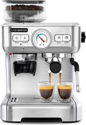 Casabrews All-in-one Espresso Machine Coffee Maker W/ Grinder and Milk Frother, Silver