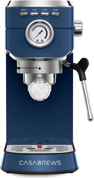 Casabrews Semi-Automatic Espresso Machine Coffee Maker with Milk Frother, Royal Blue