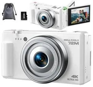 Câmera digital vídeo 4K 72MP foco automático 18XZoom 270° tela flip para fotografia