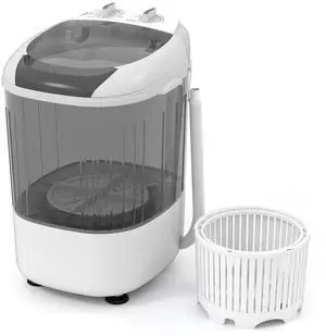 ARLIME Portable Washing Machine, 5.5 lbs Mini Top Load Washer with Removable Spin Dry Tub & Safety Cover, Compact Semi-Automatic Laundry Machine for Home Apartment RV Dorm, Blue/Gray (Grey)