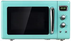 ARLIME Retro Microwave Oven, 900W/0.9Cu.Ft, Small Countertop Microwave w/Defrost & Auto Cooking, LED Display, Pull Handle, Easy Clean Stainless Steel Interior, Child Lock, ETL Certification