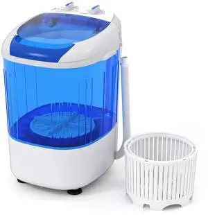 ARLIME Portable Washing Machine, 5.5 lbs Mini Top Load Washer with Removable Spin Dry Tub & Safety Cover, Compact Semi-Automatic Laundry Machine for Home Apartment RV Dorm, Blue/Gray (Blue)