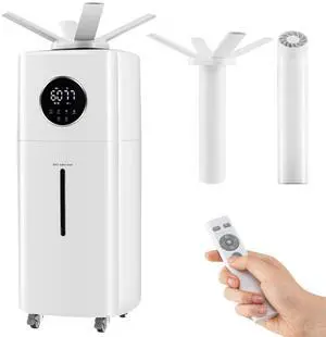 ARLIME Humidifier Large Room 2200 Sq.Ft, 5.5Gal Top Fill Commercial Humidifier w/3 Mist Levels, Extension Tube, 360° Nozzles & Remote Control, Whole House Humidifier w/Wheels for Bedroom, Plants, Gree