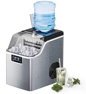 ARLIME Portable Countertop Ice Maker Machine, 40 Lbs/24H, 24 Pcs/13 Mins, 2 Ways to Add Water, Compact Self-Cleaning Ice Machine with Scoop & Basket for Home Office Bar Party