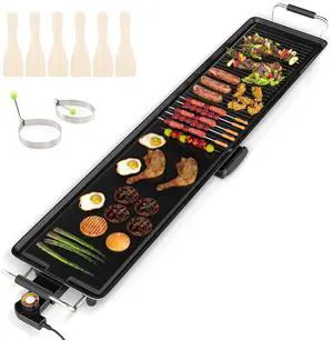 ARLIME 39.5" Extra Large Electric Griddle, Nonstick Countertop BBQ Grill with Adjustable Temperature, Thermostats and Drip Tray, Teppanyaki Grill for Indoor & Outdoor