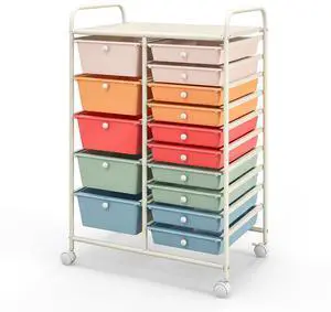 ARLIME 15-Drawer Storage Cart, 15 Drawer Trolley, Rolling Organizer Cart, Scrapbook Paper Organizer, Suitable for Office and School, Rolling Office Storage Tools