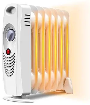 ARLIME Oil Filled Radiator Heater, 700W Small Space Heating Machine with Thermostat, Overheat Protection, Portable Oil Heater for Indoor Use, Bedroom, Office, Home