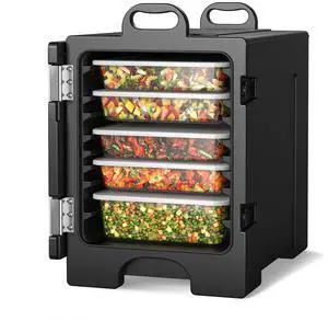 ARLIME Hot Box Food Warmer 81 QT, Front-loading Insulated Food Pan Carrier for 5 Full-size Pans, Food-Grade LLDPE Material, Hot Boxes for Catering for Canteen and Restaurant Use, Black