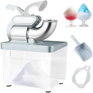ARLIME Snow Cone Machine, 660 LBS/H 300W Electric Ice Crusher w/Dual Blades & Safety On/Off Switch, ETL-Approved Stainless Steel Commercial Shaved Ice Machine for Home Restaurant Bar, 37L (Grey)