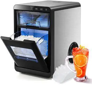 ARLIME Nugget Ice Maker Countertop, 44LBS/24H Portable Pebble Ice Machine with Soft Chewable Pellet/Sonic Ice with Self-Cleaning, One-Touch Operation & Pull-Out Water Tank for Home, Kitchen & Office