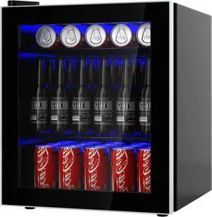 ARLIME Mini Fridge, Drink Cooler, 60 Can, Beverage Refrigerator with Glass Door, Removable Shelves for Soda Beer Wine, Small Drink Refrigerator for Bedroom, Office, Home Kitchen, Bar, 1.6 Cu. Ft.