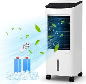 ARLIME Evaporative Air Cooler, 3-in-1 Portable Air Conditioner Fan & Humidifier, 3 Wind Speeds, 3 Modes, LED Display, 7L Water Tank & Ice Packs, Windowless Bladeless Swamp Cooler for Room Office