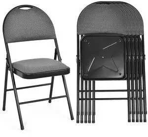 ARLIME 6 PCS Folding Chairs w/Padded Seats, Padded Foldable Seats w/Handle Hole, Upholstered Seat, Steel Frame, Folding Chair for Home, Church, School, Office, Wedding Party, Courtyard Use, Grey ARLIME 6 PCS Folding Chairs w/Padded Seats, Padded Foldable Seats w/Handle Hole, Upholstered Seat, Steel Frame, Folding Chair for Home, Church, School, Office, Wedding Party, Courtyard Use, Grey