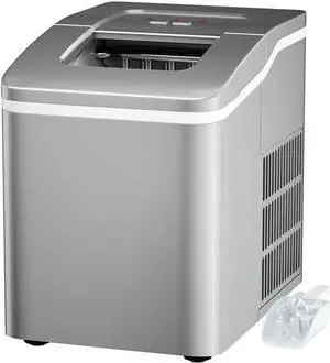 ARLIME Portable Ice Maker Machine for Countertop, Bullet Ice Cubes Ready in 8 Mins, 26LBS/24H, Electric Ice Maker with Scoop and Basket for Home, Office, Party, Bar (Silver)