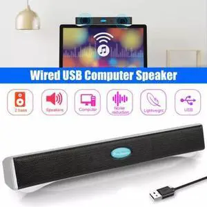 Computer Speakers Wired Desktop Soundbar Stereo Audio USB Powered for PC Laptop