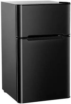 ARLIME Mini Fridge with Freezer, 3.2 Cu. Ft, Compact Refrigerator w/Double Reversible Door, Removable Glass Shelves, Adjustable Thermostat, Low Noise, Small Refrigerator for Dorm Office Bedroom,Black