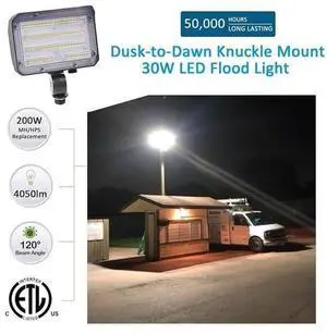 30W LED Outdoor Security Flood Light 5000K Waterproof Wall Mount Yard Garage