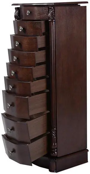 Giantex Wood Jewelry Cabinet Armoire Box Storage Chest Stand Organizer Necklace