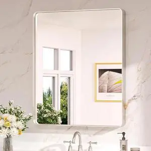 30 X 36 Brushed Nickel Bathroom Mirrors for over Sink, Rounded Rectangle Bathroo