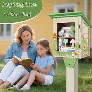 Little Library Box Outdoor Free Library, Double Outdoor Library Book Box Storage