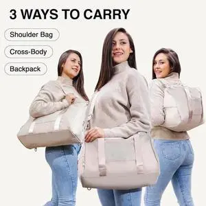 Gym Bag for Women - 3-In-1 Duffle with Laptop & Yoga Mat Space, Personal Item Tr