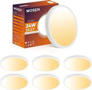 6 Pack 12 Inch LED Flush Mount Ceiling Light, 24W 2400LM Ultra-Slim Ceiling Ligh