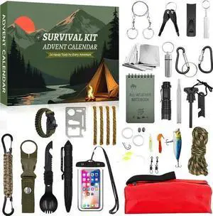 Advent Calendar 2025 Adult - 24 Day Christmas Countdown Survival Kit with Campin