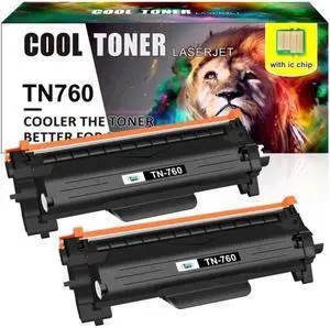 Cool Toner 2PK Toner TN760 With Chip Compatible With Brother MFC-L2710DW L2717DW