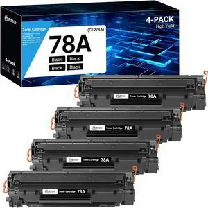 78A Toner Cartridges 4 Black High Yield Replacement  78A CE278A Toner Cartridge | Works with Laserjet Pro P1566, P1606 Series, Laserjet Pro MFP M1536 Series | CE278D