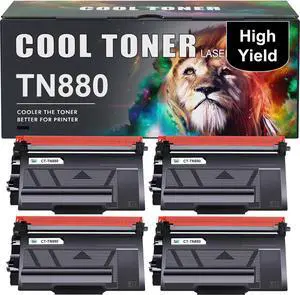 Cool Toner Compatible Toner Cartridge Replacement for Brother TN880 TN-880 TN 880 HL-L6200DW MFC-L6700DW MFC-L6800DW HL-L6200DWT HL-L6300DW MFC-L6900DW Super High Yield Printer Black Ink 4 Pack