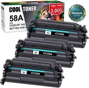 3Pc Toner Cartridge for CF258A NO Chip LaserJet M428dw MFP M428fdw M428fdn