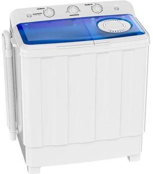 Portable Washing Machine, 28lbs Twin Tub Washer Mini Compact Laundry Machine with Drain Pump