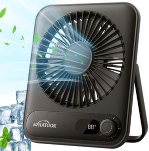 Desk Fan Portable Fan Rechargeable 2000mAh Personal Fan, Silent Small Table Fan Travel Fan for Sleeping with Display & 100-Speed, Desktop Fan for Bedroom Office Camping-White Black
