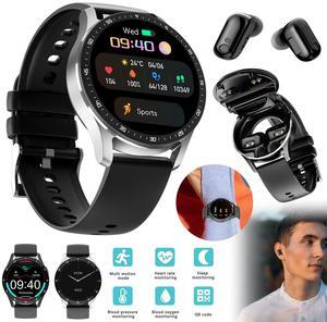 2 in 1 Smart Watch with TWS Bluetooth Earbuds Fitness Tracker For iPhone Android