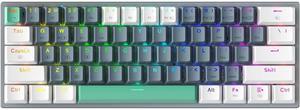 Machenike K500-B61W 60% Wireless Mechanical Gaming Keyboard, 61 Keys Ultra-Compact Hot Swappable Tactile Brown Switch, Dynamic RGB Backlit, Anti-Ghosting, Double-Shot PBT Keycaps, Win/Mac, White